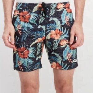 Pipeline Floral Tropical Print Swim Trunks - XL